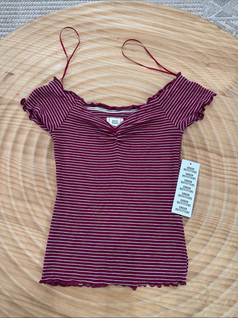 BDG Burgundy and white Striped Top
